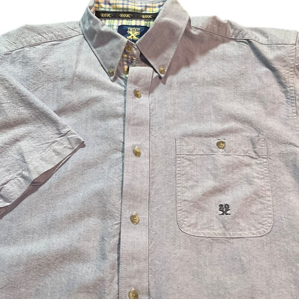 Twenty X Wrangler Blue Short Sleeve Shirt Large Button Up
